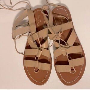 Kate Spade Tan Leather Sandals Size 6 1/2 M pre-owned.